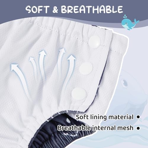 Durio toddler swim diaper folded to show adjustable elastic waistband
