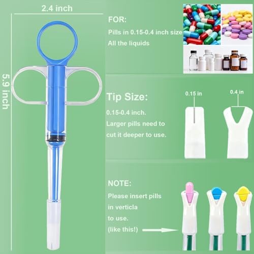Clear plastic pet medical feeding tool packaging with blue handle details