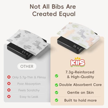 Individually wrapped disposable bibs for boys and girls