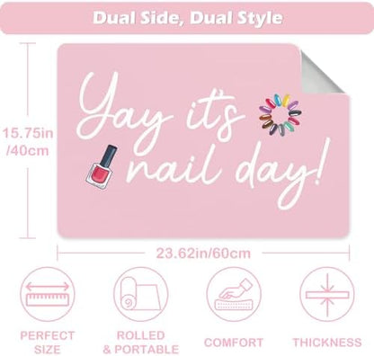 Deciniee manicure desk mat being used as a hand rest