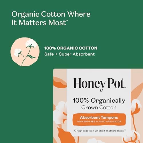 Detailed view of the 100 percent organic cotton core and sewing string on a Honey Pot tampon.