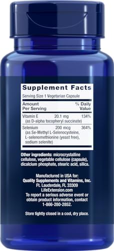 Authentic USA imported Life Extension Super Selenium Complex supplement facts label view