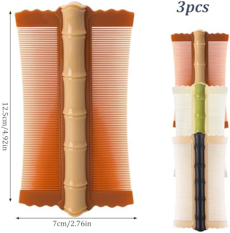 Six individual colored hair combs arranged to show the dual-sided grooming functionality.