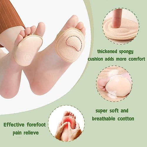 Beige and black forefoot pads for women showing non-slip silicone grip.