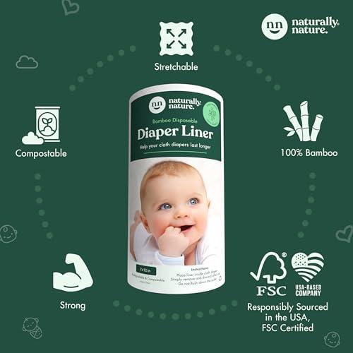Naturally Nature diaper liner sheet showing soft bamboo texture