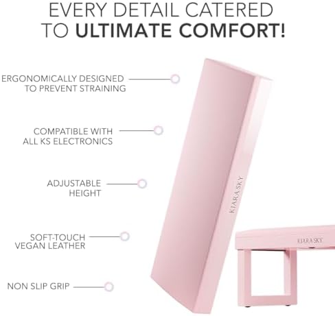 Top view of Kiara Sky pink nail arm rest with non-slip base