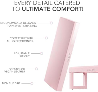 Top view of Kiara Sky pink nail arm rest with non-slip base
