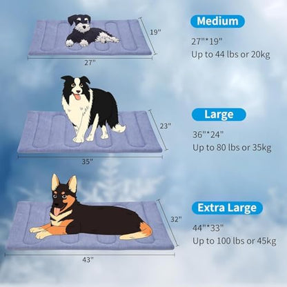 Water resistant pet cooling pad showing both sides of the reversible fabric design
