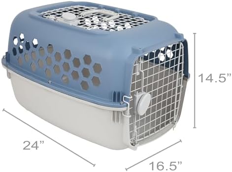 Small dog resting comfortably inside the ventilated 24 inch travel carrier