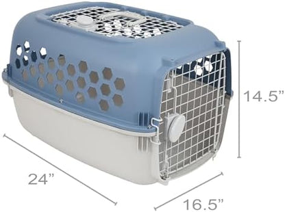 Small dog resting comfortably inside the ventilated 24 inch travel carrier
