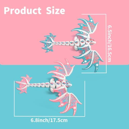 AQXYTK pink and blue 3D printed dragon desk decor