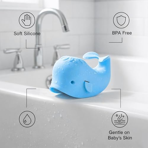 Side profile of blue whale silicone bath faucet cover