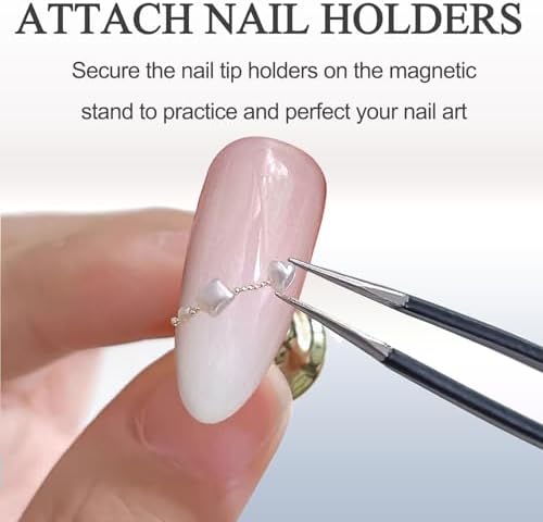 Using reusable adhesive putty on nail practice stand