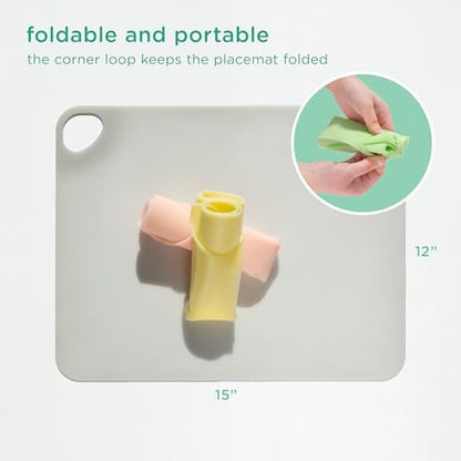Olababy non slip silicone baby dining mat rolled inside its travel case
