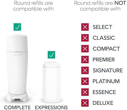 Side view of the eight pack round refill cartridges stacked neatly together