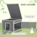 PawHut Duck Coop, Wooden Chicken House Rabbit Hutch with Openable Roof, Removable Floor, Double Doors, Ramp, Duck House for 3-6 Chickens, Geese, 30" x 38" x 30" - Image 6