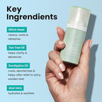 An angled view of the authentic USA imported Londontown foot mist showing application nozzle and clear product labeling