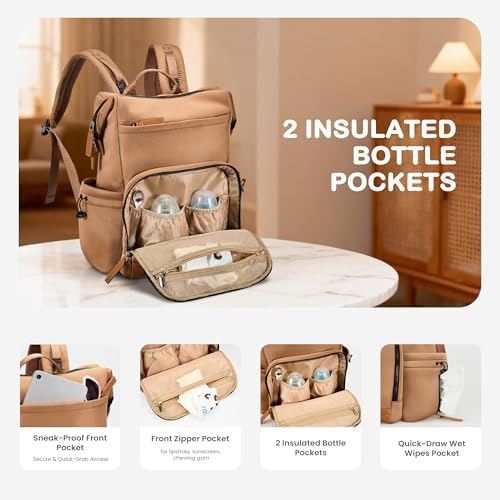 Vonal waterproof diaper backpack interior organization layout