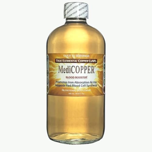 Nutraneering MediCOPPER True Colloidal Copper liquid trace mineral supplement nutritional facts label side view.