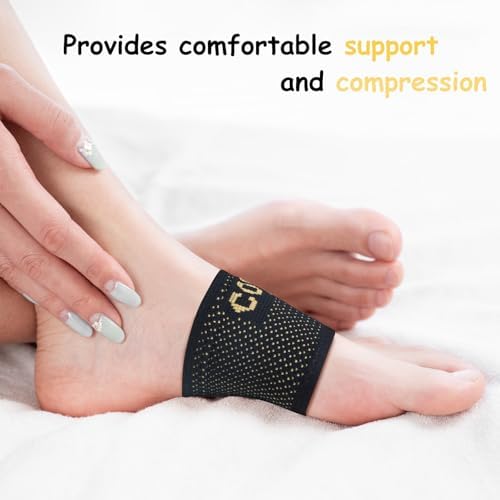 Pair of copper compression sleeves for flat feet and fallen arches.