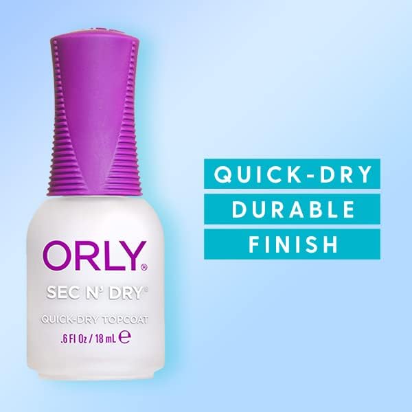 Close up of Orly Sec 'N Dry professional nail topcoat packaging