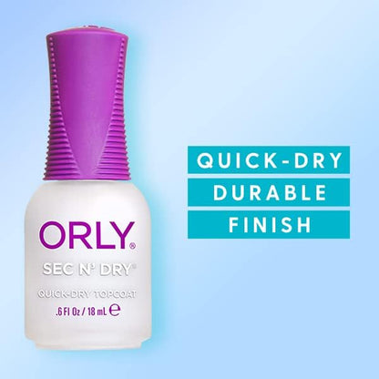 Close up of Orly Sec 'N Dry professional nail topcoat packaging