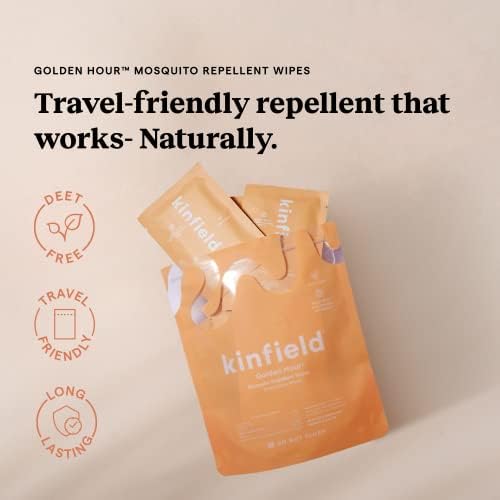 Kinfield Golden Hour plant based DEET free mosquito repellent individual towelette packet