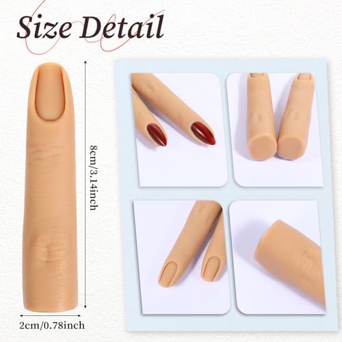 Close up of silicone practice finger with nail tip inserted