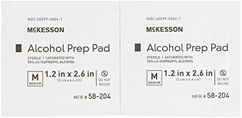 McKesson sterile 2-ply non-woven gauze alcohol prep pad for injections.