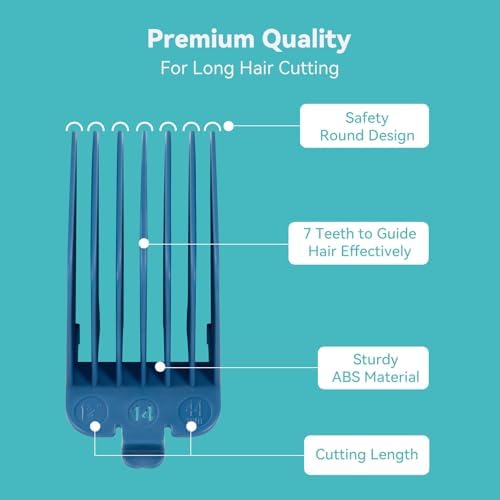 Detailed view of long hair clipper guides 1.25 inch to 2 inch