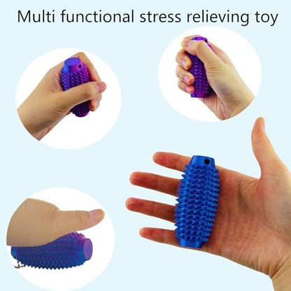 Emeqzoa 3D printed anxiety relief keychain being held in a hand demonstrating its compact size.