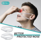 White external nasal dressing holder with ear loops showing high absorption cotton pad