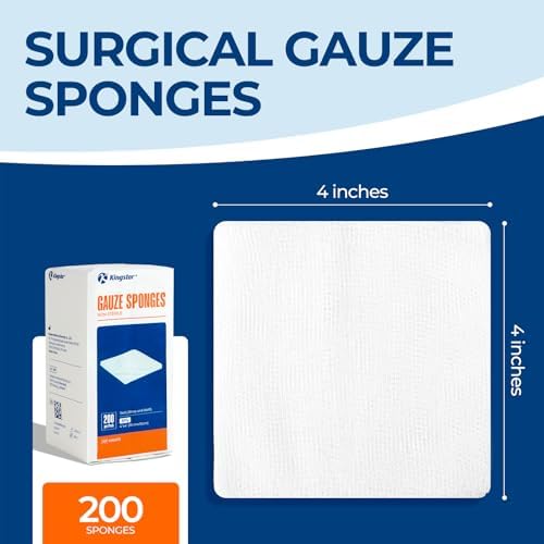 Hospital grade large four by four inch medical dressing sponge being used for first aid.