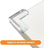 Close up of transparent silicone baby safety corner guard