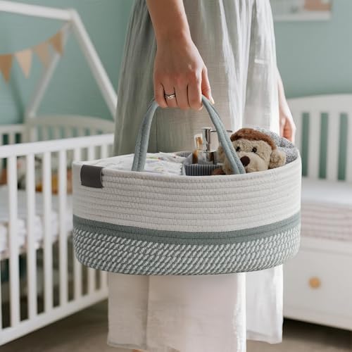 Top view of Decomomo sage green diaper caddy storage