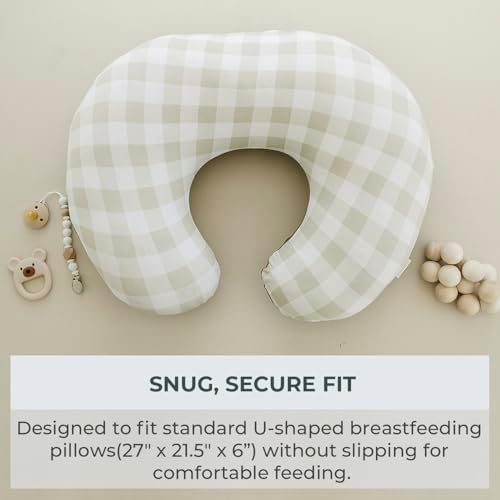 Pobibaby nursing pillow cover fitted on a U-shaped pillow