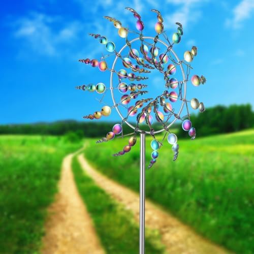Close up of colorful 3D kinetic windmill blades