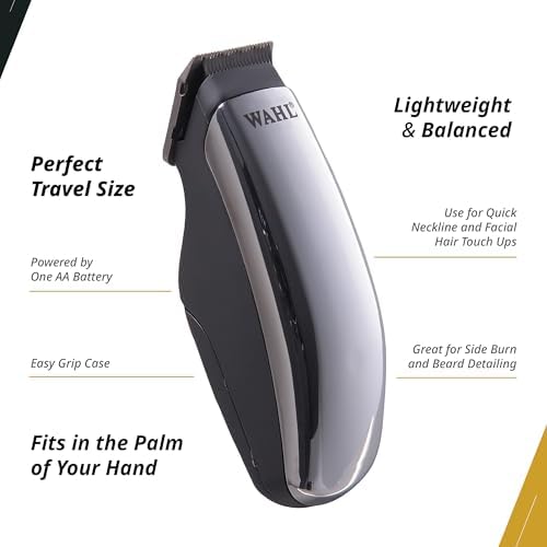 Wahl Professional mini cordless trimmer held in a palm showing small size