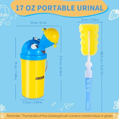 ONEDONE Portable Urinal for Kids 17 OZ Pee Bottle with Clean Brush Travel Urinal for Kids Baby Child Pee Cup for Boys Emergency Toilet for Camping Car Travel and Kid Potty Training(Yellow) - Image 7