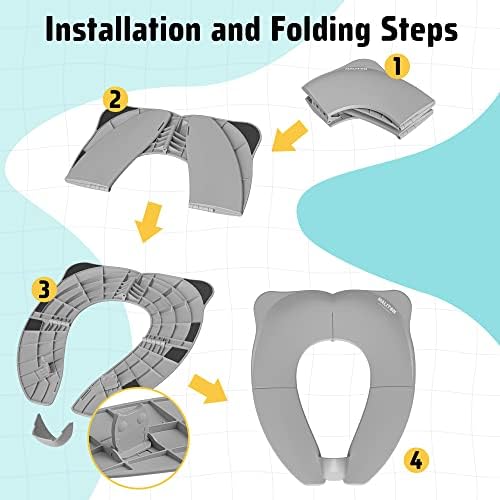 Close up of the integrated splash guard on the grey Maliton portable kids toilet seat.