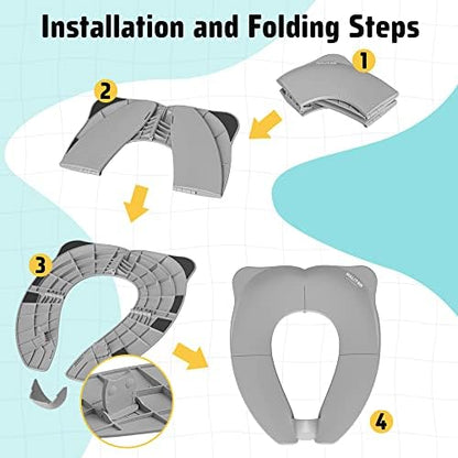 Close up of the integrated splash guard on the grey Maliton portable kids toilet seat.
