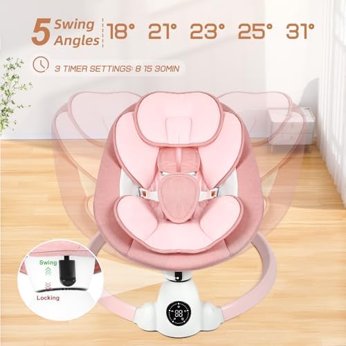 Uuoeebb infant swing 5-point safety harness and plush seat cushion