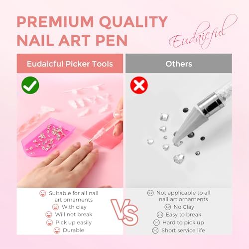 Eudaicful rhinestone picker tool kit contents including replacement tips and clay