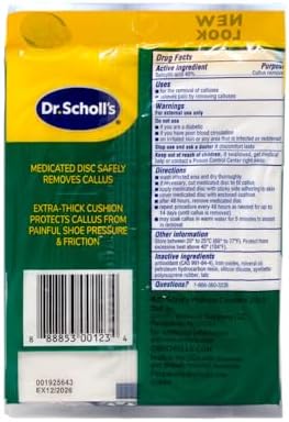 Back view of Dr. Scholl's callus remover packaging with salicylic acid instructions.