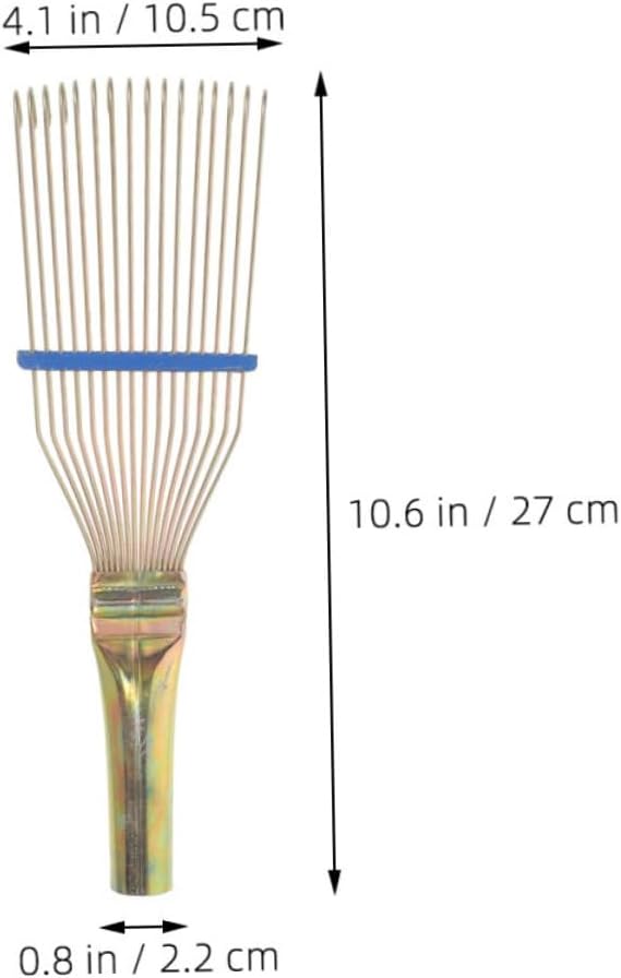 Golden steel wire comb tool for goat hair grooming.