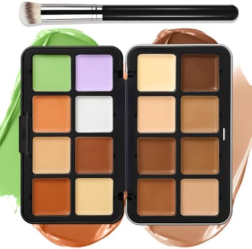 LSxia 16 Colors Cream Contour Concealer Foundation Makeup Palette front view featuring diverse cream shades for color correction.