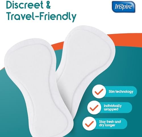 Inspire flow through incontinence booster pad showing the protective adhesive strip backing