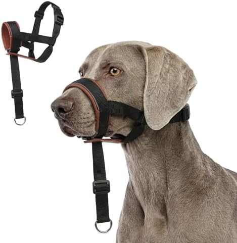 AoKayzu soft leather pet mouth cover preventing biting side angle profile