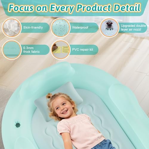 Toddler air bed with three sided raised bumpers and flocked pillow detail.
