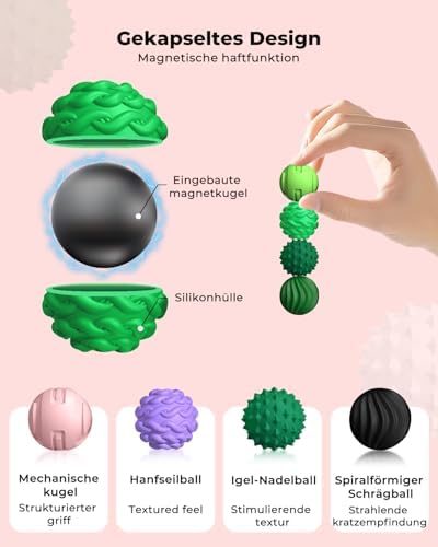 XYOFUN magnetic fidget balls connected in a chain formation